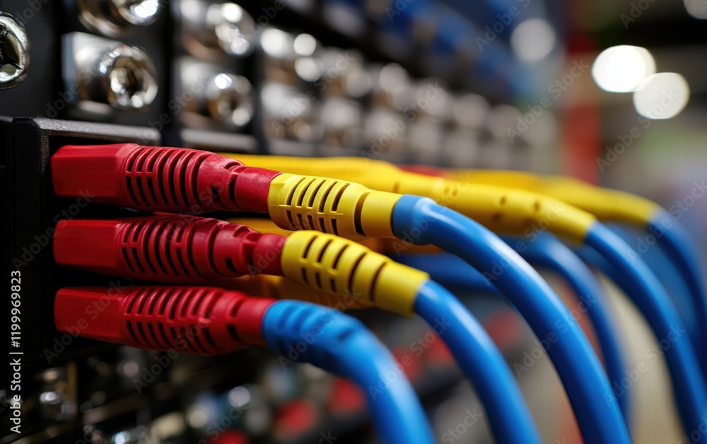 Vibrant cables intertwine, a symphony of red, yellow, and blue, creating a captivating technological tapestry. Vibrant cables intertwine, a symphony of red, yellow, and blue, creating a captivating technological tapestry.