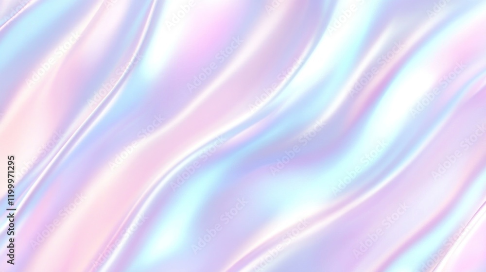 Obraz premium Colorful iridescent, holographic rainbow foil texture background. Iridescent fabric trendy cloth holographic texture purple pink blue metal