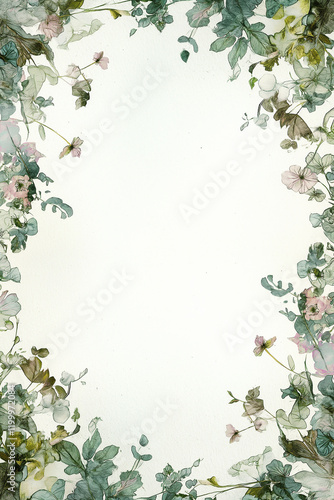 Elegant floral border with delicate greenery