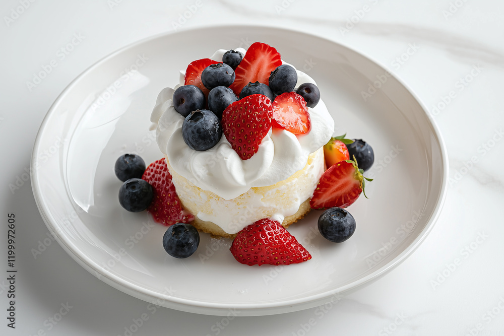 Tres leches cake with whipped cream and fresh berries Tres leches cake with whipped cream and fresh berries