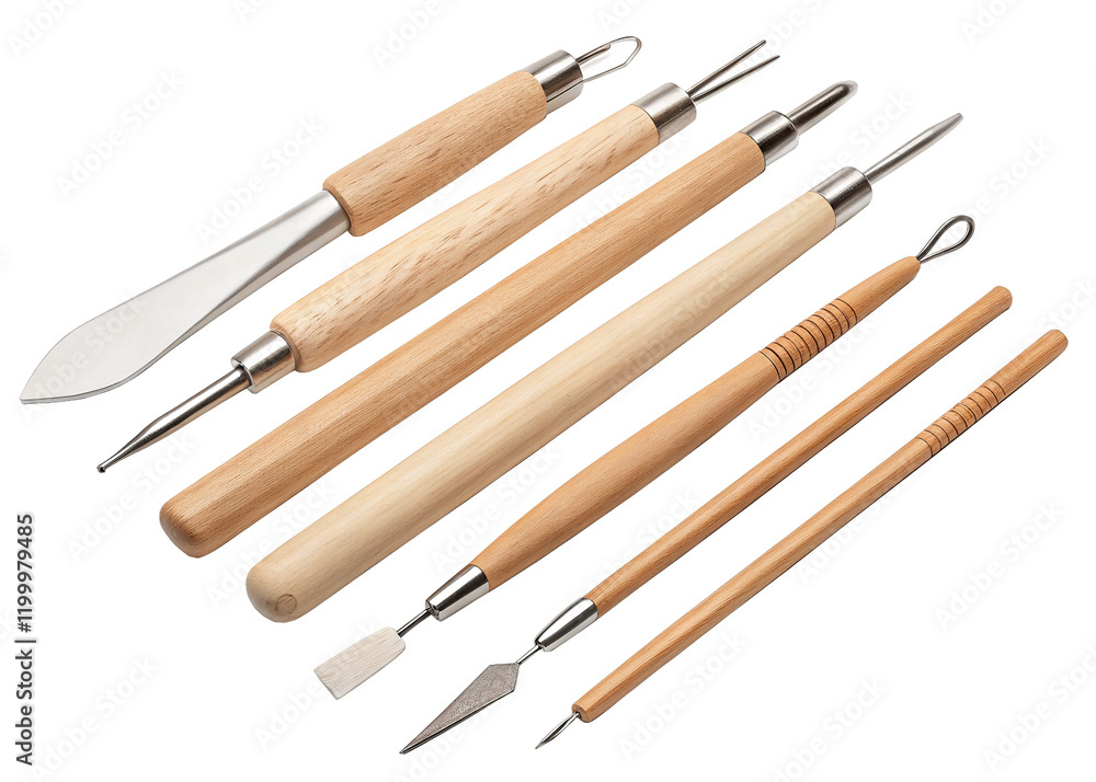 Clay Sculpting Tools isolated on a transparent background. Clay Sculpting Tools isolated on a transparent background.