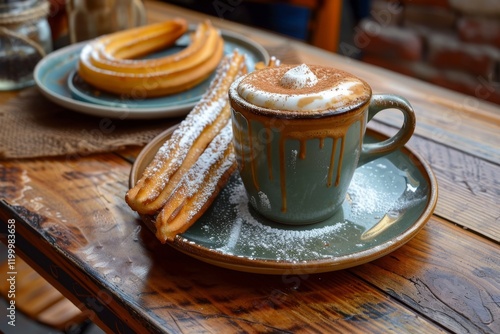 Delicious churros with hot chocolate delight