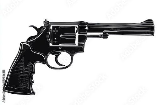 Wallpaper Mural Illustration of a black and white revolver, useful for crime or detective themed designs Torontodigital.ca