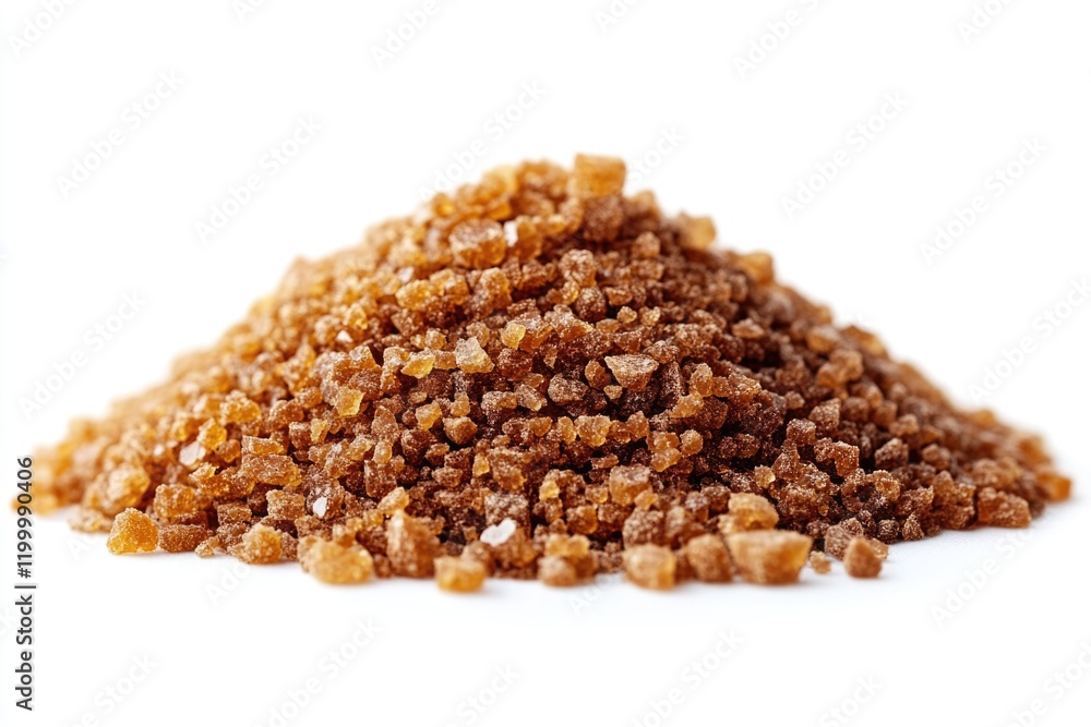 A pile of brown sugar sitting on a white surface, perfect for food styling or cooking photography A pile of brown sugar sitting on a white surface, perfect for food styling or cooking photography