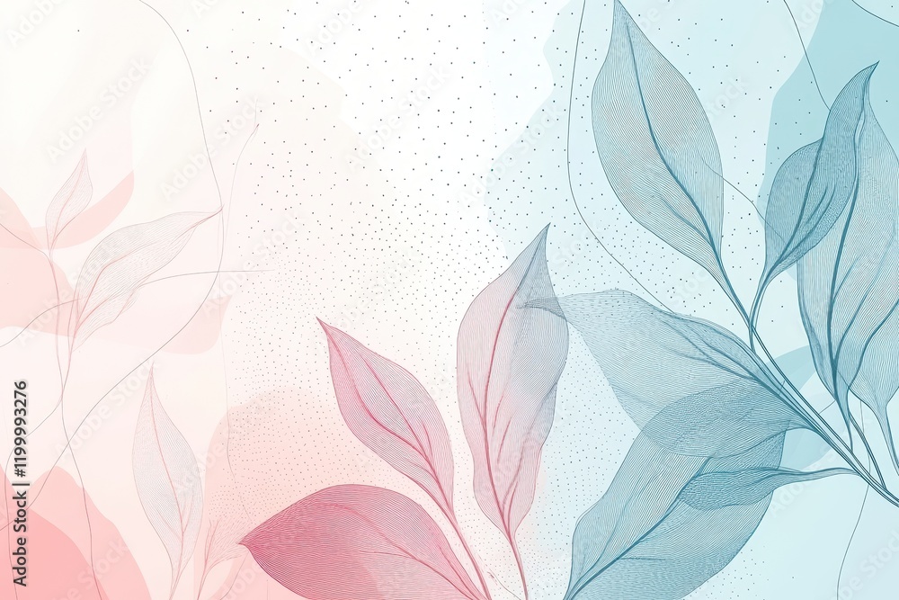 Delicate Pink and Blue Leaf Artwork Abstract Design Delicate Pink and Blue Leaf Artwork Abstract Design