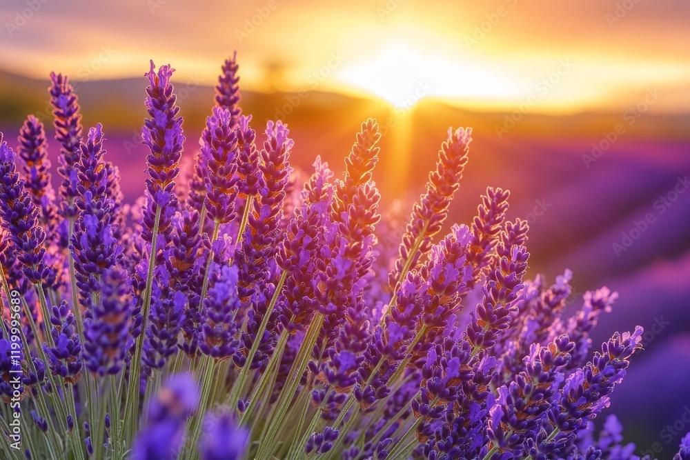 Obraz premium lavender flowers at sunset