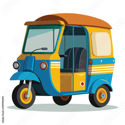 Colorful Illustration of a Traditional Indian Auto-rickshaw