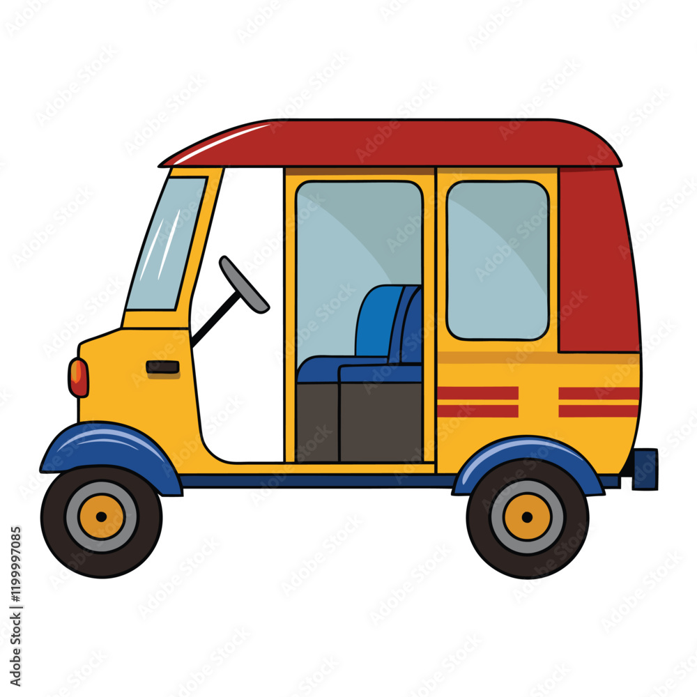 Colorful Illustration of a Traditional Indian Auto-rickshaw Colorful Illustration of a Traditional Indian Auto-rickshaw
