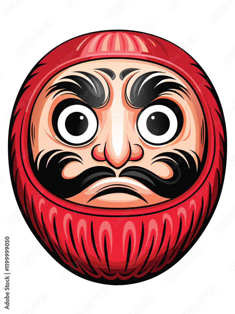 A close-up of a traditional Japanese Daruma doll with expressive eyes and a red, lacquered finish. The doll is slightly tilted, creating a dynamic composition. A close-up of a traditional Japanese Daruma doll with expressive eyes and a red, lacquered finish. The doll is slightly tilted, creating a dynamic composition.