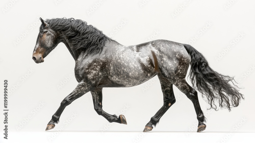 Majestic Gray Horse Galloping Gracefully on a Light Background Majestic Gray Horse Galloping Gracefully on a Light Background