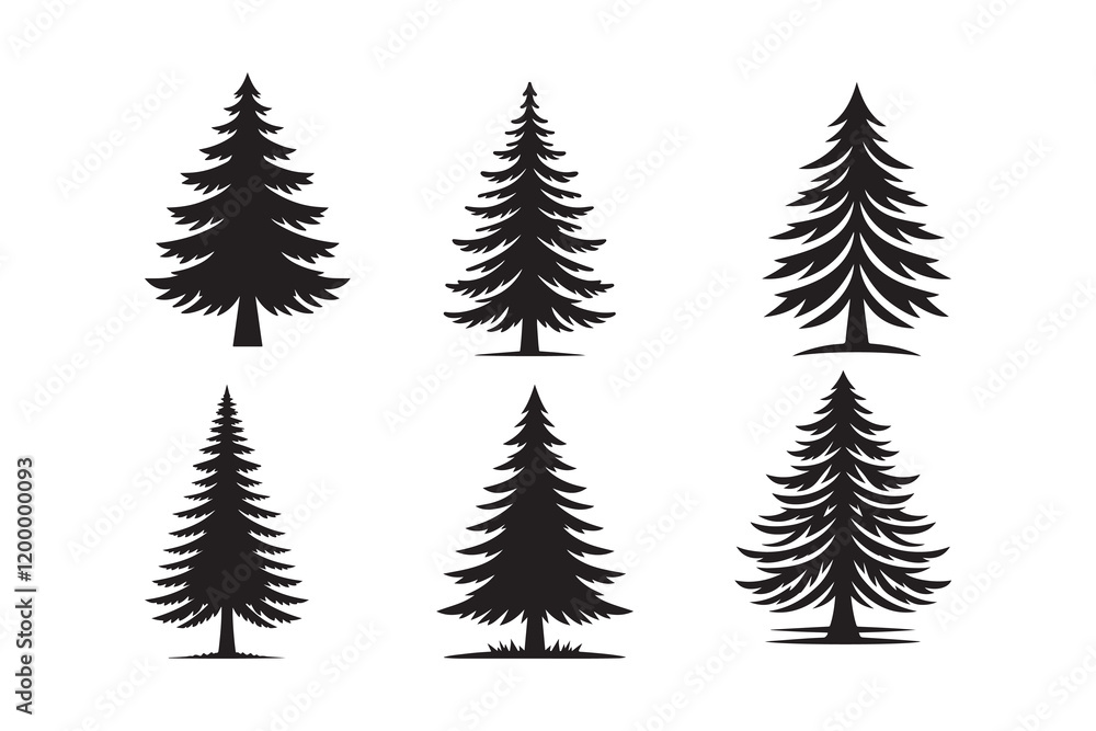 Obraz premium spruce Tree Silhouette vector islated on white backgroun