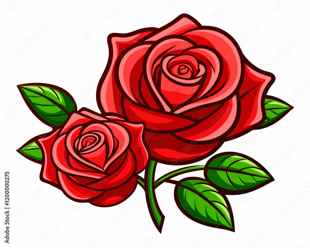 two red roses isolated on white background. Beautiful Red Roses Illustration – Perfect for Romantic and Decorative Design Projects. two red roses isolated on white background. Beautiful Red Roses Illustration – Perfect for Romantic and Decorative Design Projects.