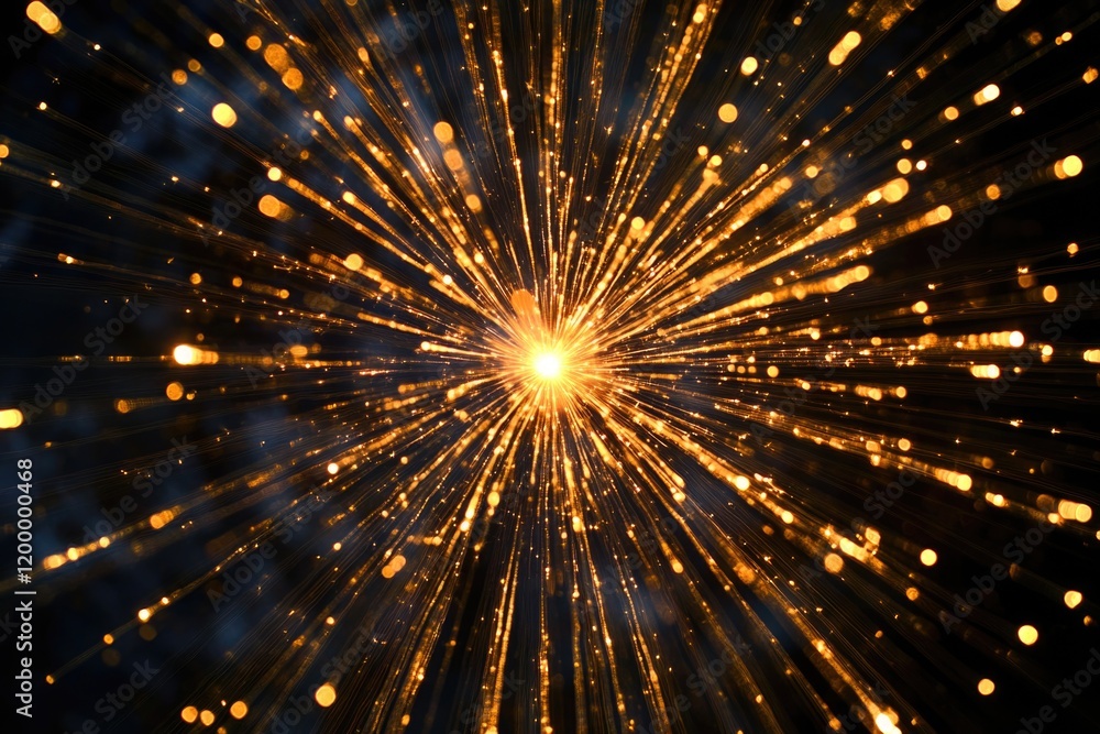 Fototapeta premium Close-up view of a bright starburst in a dark environment, ideal for use as a background or accent piece