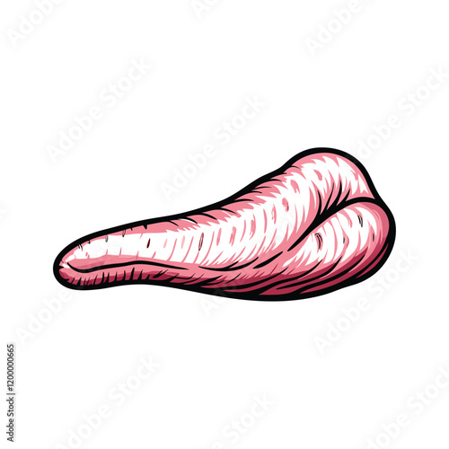 A close-up vector illustration of a raw beef tongue, showcasing its pinkish hue and intricate texture.