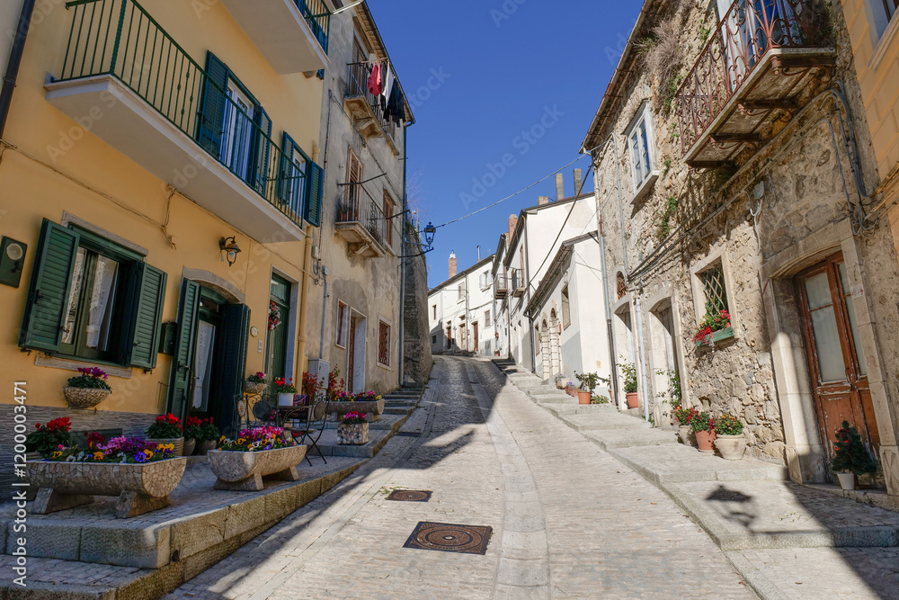 Fototapeta premium A street in Zungoli, a town in Campania, Italy.