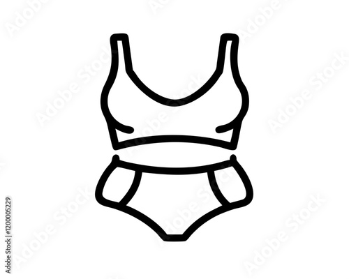 Minimalist Black and White Bikini Illustration,Bikini Outline vector File