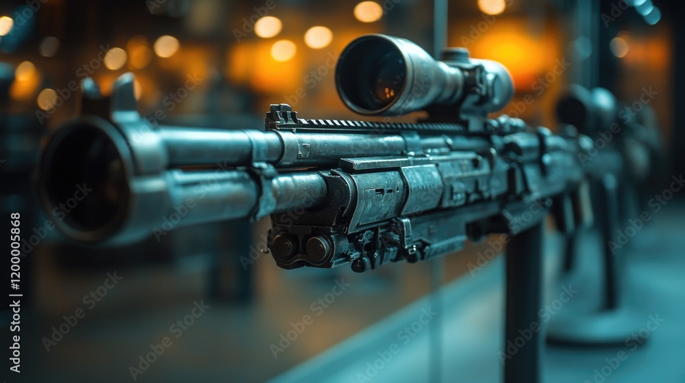 Naklejka premium A close-up view of a gun standing on its own, ideal for use in scenes where detail matters