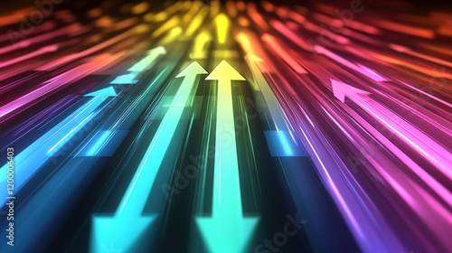 Colorful Gradient Arrows Moving Forward in Dynamic Directional Pattern
