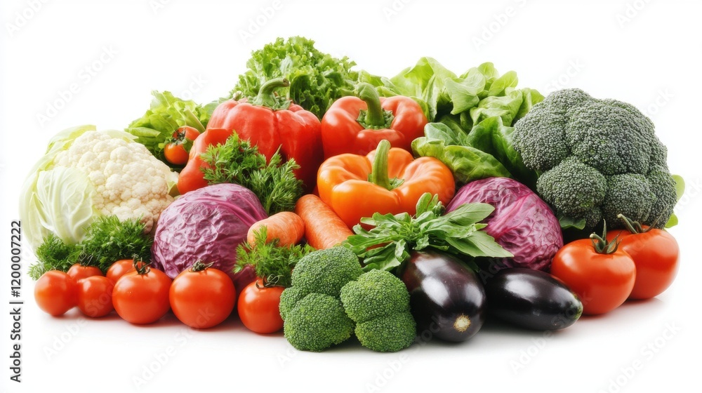 Fresh Organic Vegetables Arranged Beautifully on a White Background Fresh Organic Vegetables Arranged Beautifully on a White Background