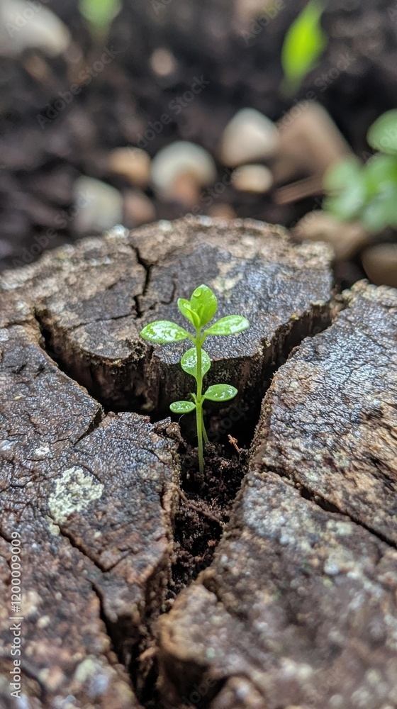 Hope springs a seedling emerges from a weathered stump Hope springs a seedling emerges from a weathered stump