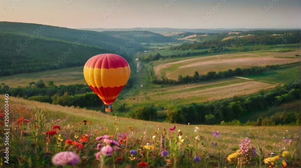 Fototapeta premium hot air balloon in the mountains