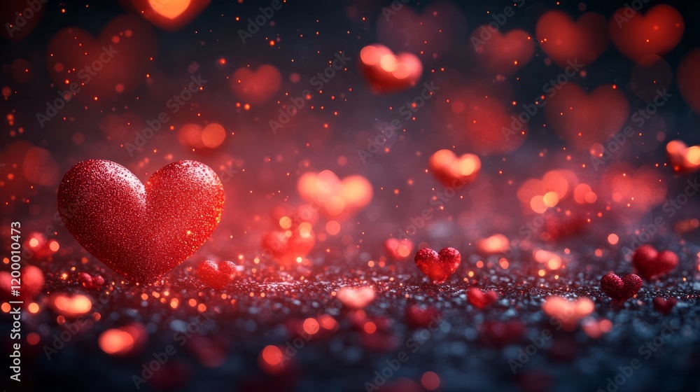 Obraz premium Blurred background with red hearts