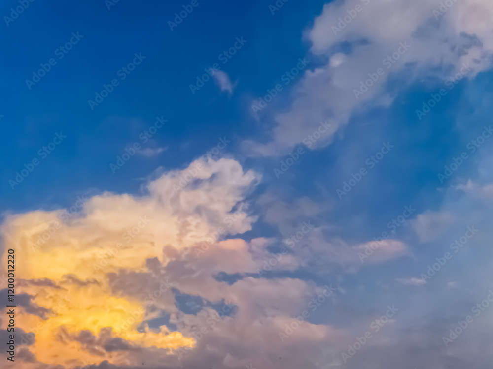 Beautiful sky with natural gradations. Thick clouds in the dusk sky on a winter night. Image of a cloudy sky in the afternoon. View of the night sky with golden light from the evening sun Beautiful sky with natural gradations. Thick clouds in the dusk sky on a winter night. Image of a cloudy sky in the afternoon. View of the night sky with golden light from the evening sun