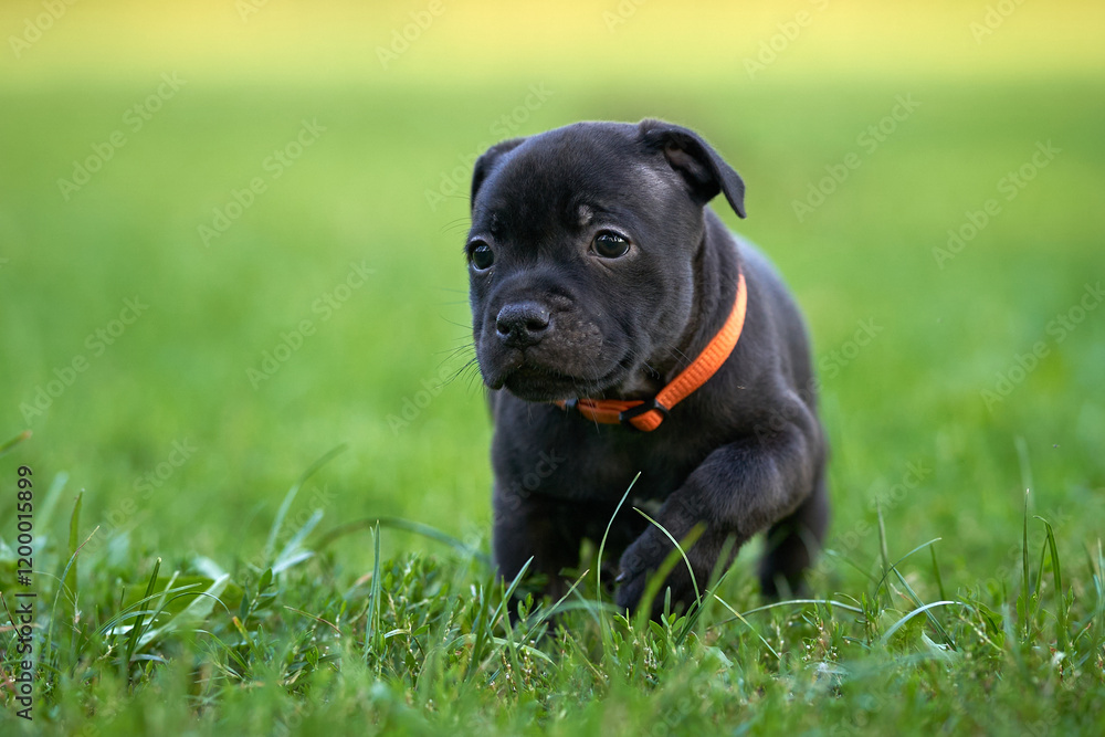 Young Puppy in green grass Young Puppy in green grass