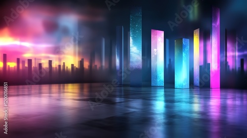 neon LED light abstract background, futuristic design