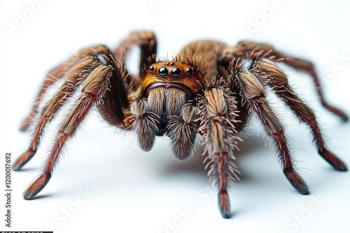 Close-up photo of a spider on a white surface, great for science or nature projects photo