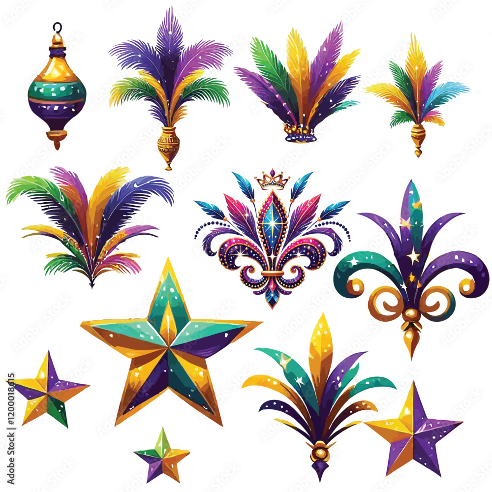 Mardi gras Star or sparkle vector illustrations on a white background Mardi gras Star or sparkle vector illustrations on a white background