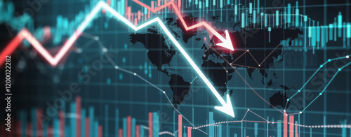 Econimical crisis concept. Spread in the world, economy is down. 3d illustration 
 photo