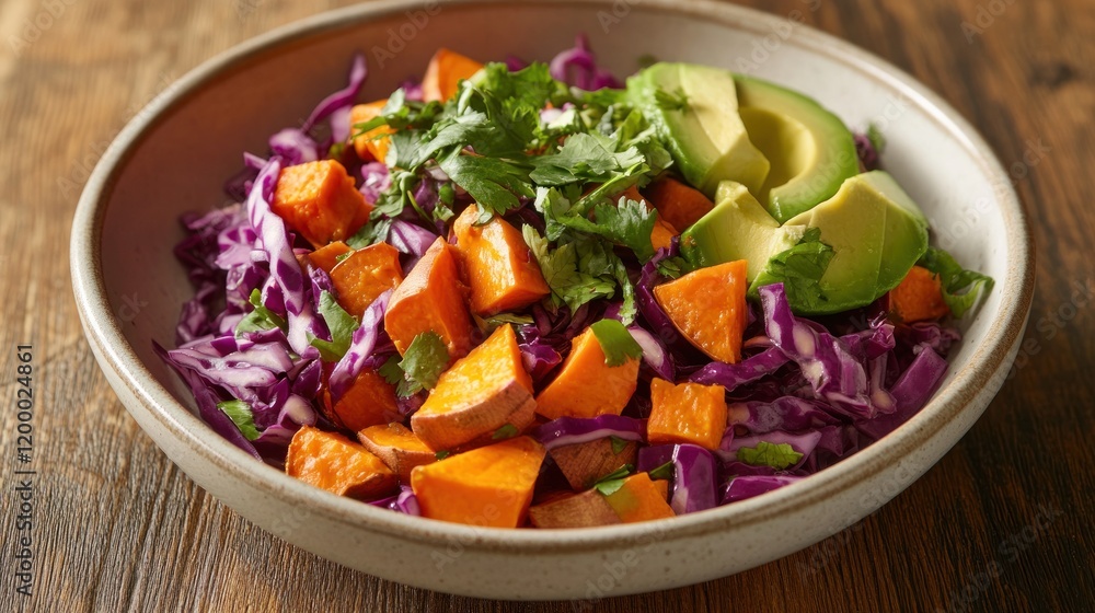 Delicious Roasted Sweet Potato and Red Cabbage Salad with Avocado Delicious Roasted Sweet Potato and Red Cabbage Salad with Avocado
