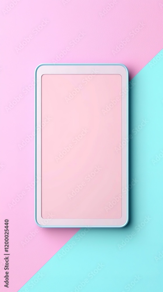 A minimalist tablet rests on a vibrant pink and blue background, showcasing a sleek design and modern aesthetic. A minimalist tablet rests on a vibrant pink and blue background, showcasing a sleek design and modern aesthetic.