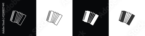 Simple accordion vector icon. Accordion icon vector illustration in black, white and transparent background. Eps10