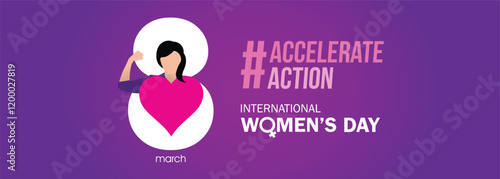 Accelerate action - International women's day concept poster. Woman sign illustration background. 2025 women's day campaign theme - #AccelerateAction
