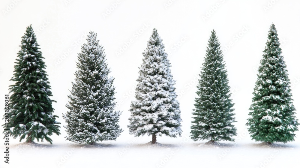 Obraz premium A group of small trees covered in snow