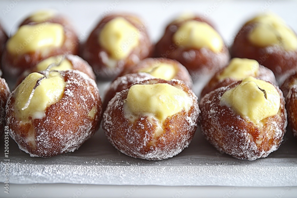 A close-up shot of delicious-looking doughnuts topped with butter A close-up shot of delicious-looking doughnuts topped with butter