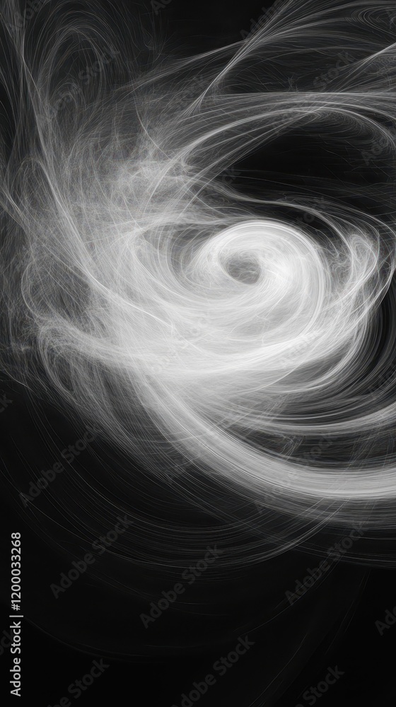 Naklejka premium Abstract swirling white lines on black background