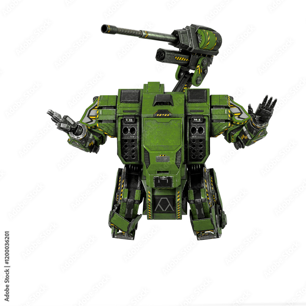 Naklejka premium the war machine is floating on white background