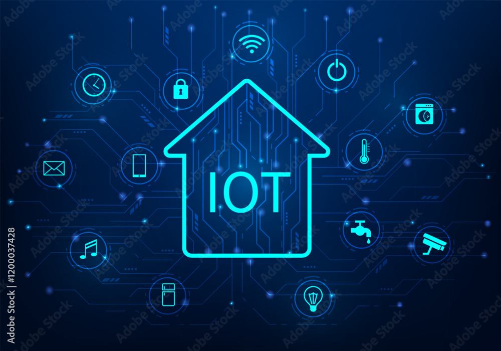 Fototapeta premium smart home internet of things technology with icon background. vector illustration fantastic technology. iot technology concept.