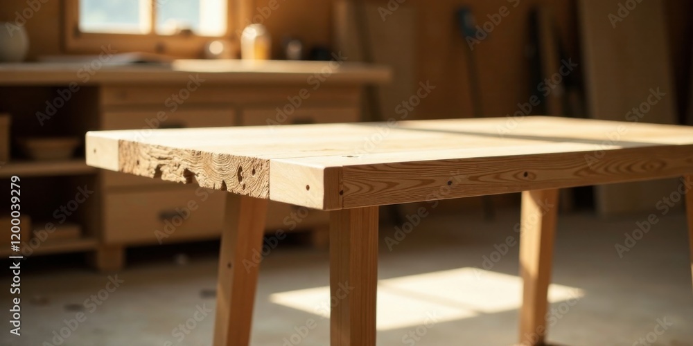 Sunlight illuminates a handcrafted wooden table, showcasing its natural grain and rustic charm, subtly hinting at the artistry and skill involved in its creation. Sunlight illuminates a handcrafted wooden table, showcasing its natural grain and rustic charm, subtly hinting at the artistry and skill involved in its creation.