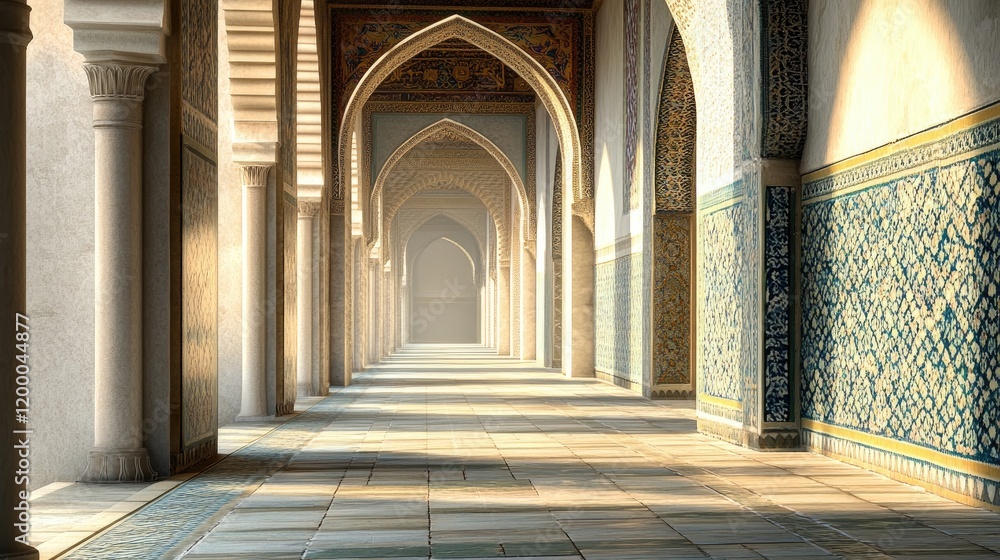 Sunlit Colonnade Islamic Architecture Palace Corridor Sunlit Colonnade Islamic Architecture Palace Corridor