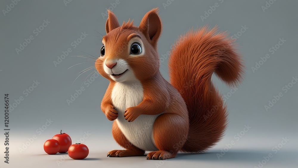 Fototapeta premium squirrel eating nut looking happy