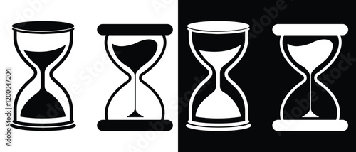 Hourglass icon vector illustration. Sand clock sign and symbol. Sandglass vector icon set. Sand watch, sandglass timer, sandglass, sand glyph sign and symbol. Vector illustration.