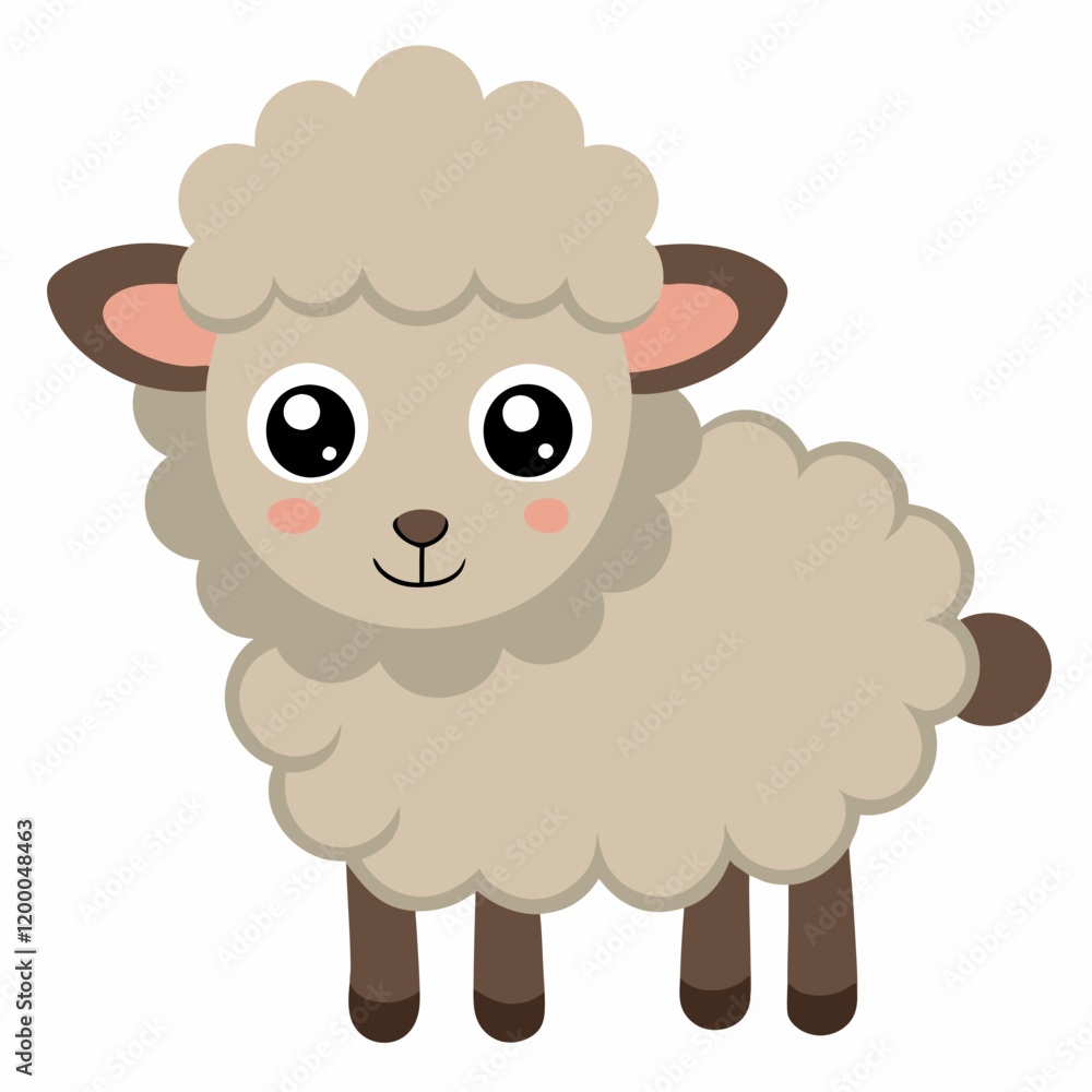 Cute cartoon sheep isolated on white background. Side view. Vector illustration. Cute cartoon sheep isolated on white background. Side view. Vector illustration.