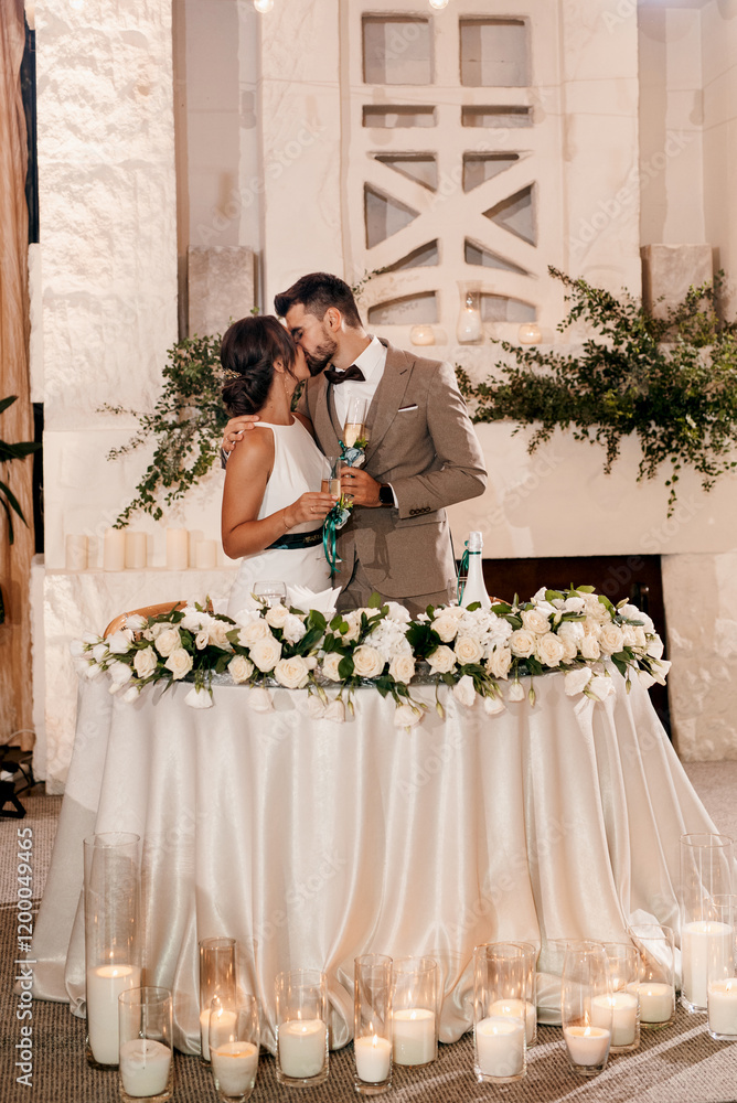 portrait of the newlyweds at the presidium