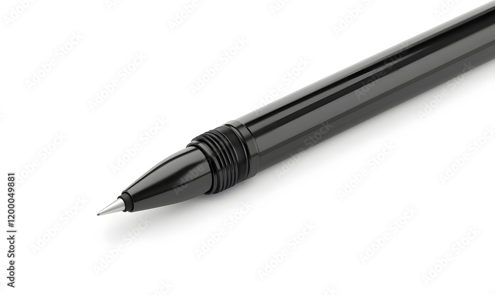 Close-up of a black ballpoint pen on white background. Close-up of a black ballpoint pen on white background.