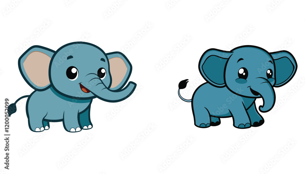 Set of cartoon baby elephant vector