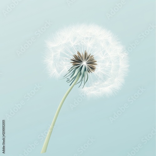 Wallpaper Mural A Single Dandelion Seed Head Against A Light Blue Background Torontodigital.ca